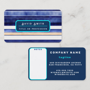 Summer Navy Blue Modern Boat Stripes Collection Business Card