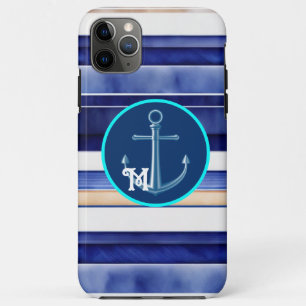 Summer Navy Blue Modern Boat Stripes Collection iPhone 11 Pro Max Case