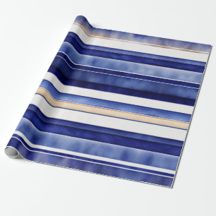 Summer Navy Blue Modern Boat Stripes Collection Wrapping Paper