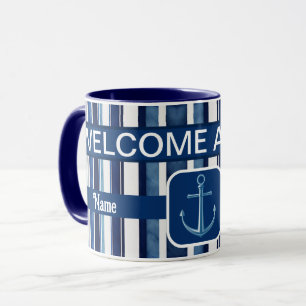 Summer Navy Blue Popular Boat Stripes Collection Mug