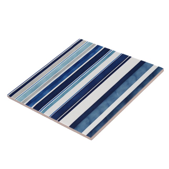 Summer Navy Blue Popular Boat Stripes Collection Tile (Side)