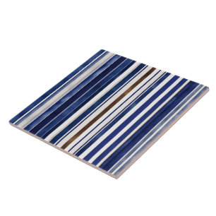 Summer Navy Blue Trendy Boat Stripes Collection Tile