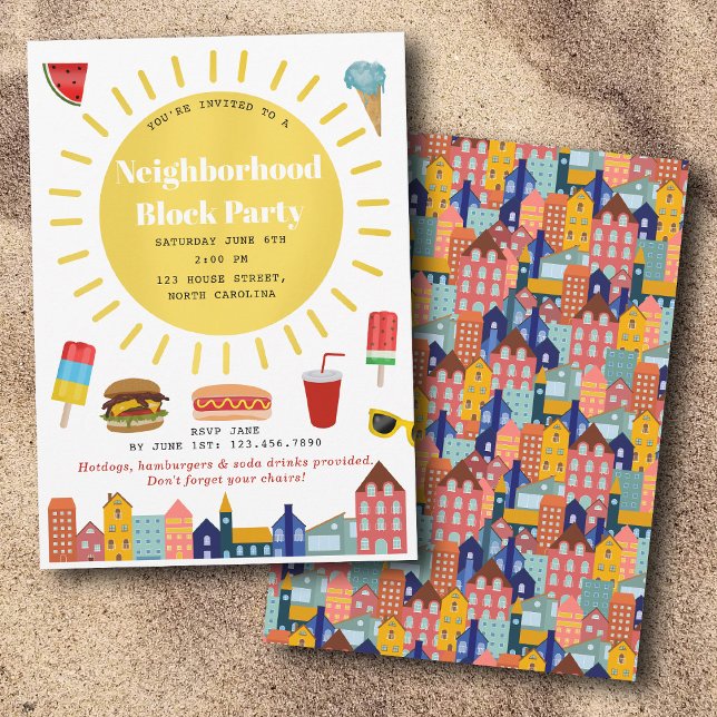 Summer Neighborhood Block Party Invitation (Summer Neighborhood Block Party Invitation)