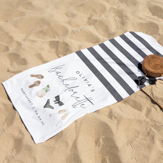 Summer Neutrals Personalised Bachelorette Party Beach Towel (Creator Uploaded)