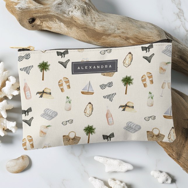 Summer Neutrals Personalised Beach Vacation Accessory Pouch (Creator Uploaded)