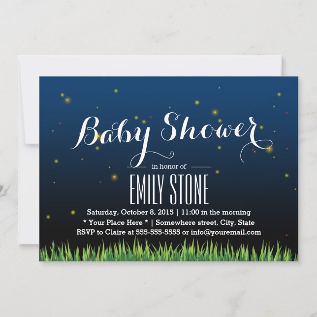 Summer Night Fireflies Baby Shower Invitation (Front)