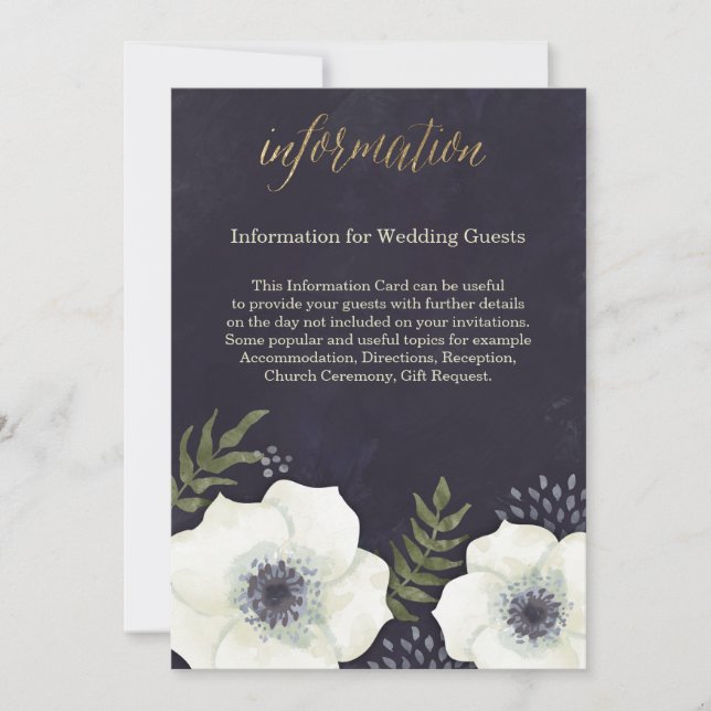 Summer Night Flowers Wedding Information Card (Front)