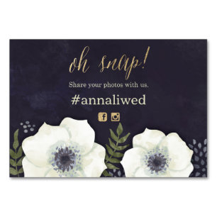 Summer Night Flowers Wedding photo hashtag card