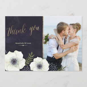Summer Night Flowers Wedding Thank You Card