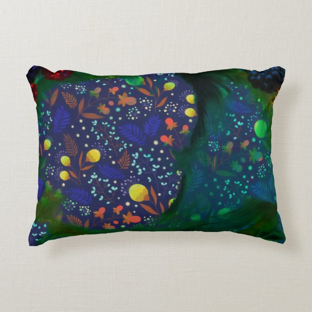 Summer Night Garden Rabbit Asleep Collage Decorative Cushion (Front)