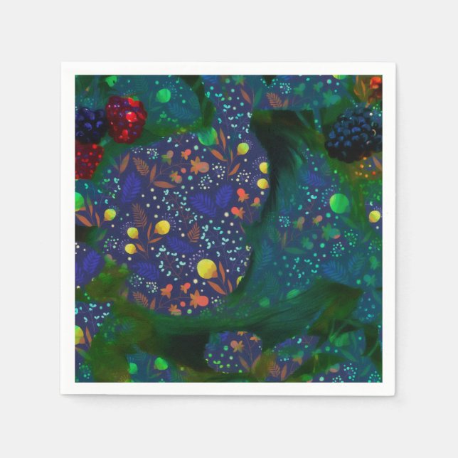 Summer Night Garden Rabbit Asleep Collage Napkin (Front)