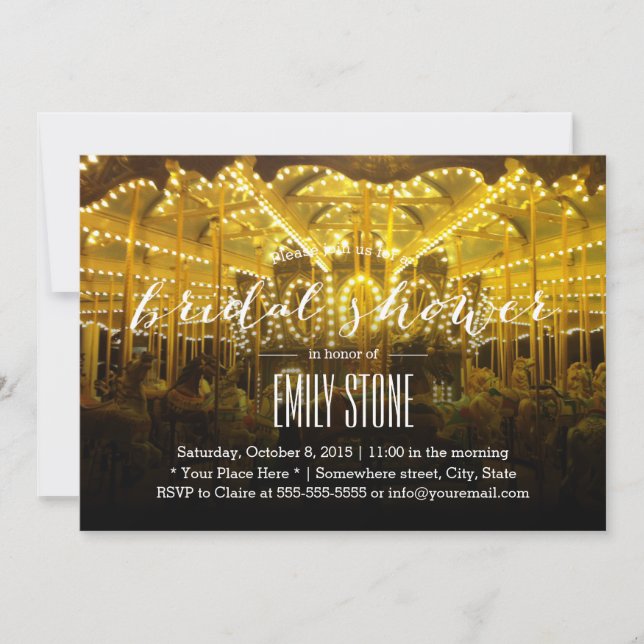 Summer Night Merry Go Round Bridal Shower Invitation (Front)