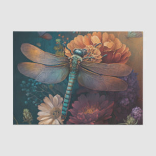 Summer Night Midnight Dragonfly Flower Decoupage Tissue Paper