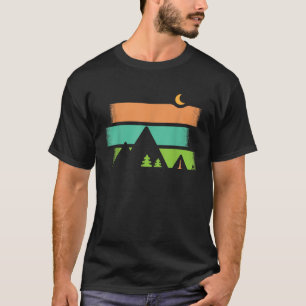 Summer Night Outdoor Mountain Retro Hiking Camping T-Shirt
