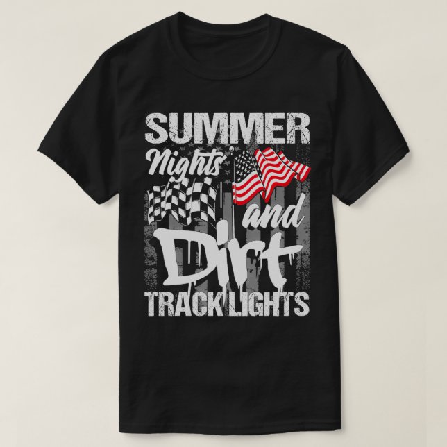 Summer Nights And Dirt Track Lights Sprint Racing  T-Shirt (Design Front)
