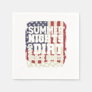 Summer Nights And Dirt Track Lights USA Flag Race Napkin