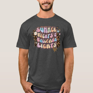 Summer Nights Ballpark Lights Baseball Leopard Spo T-Shirt
