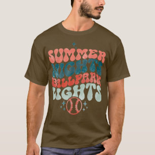 Summer Nights Ballpark Lights Retro Baseball Mum M T-Shirt