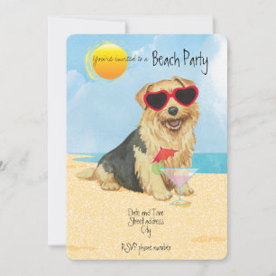 Summer Norfolk Terrier Beach Party Invitation