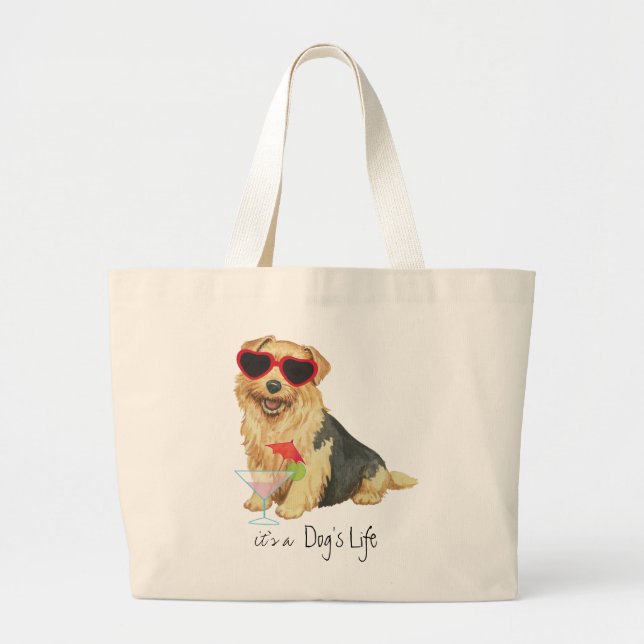 Summer Norfolk Terrier Large Tote Bag (Front)