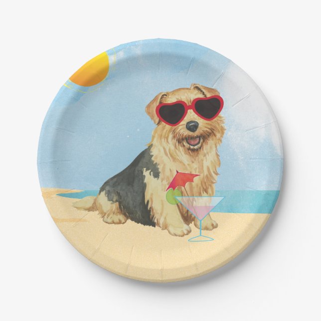 Summer Norfolk Terrier Paper Plate (Front)