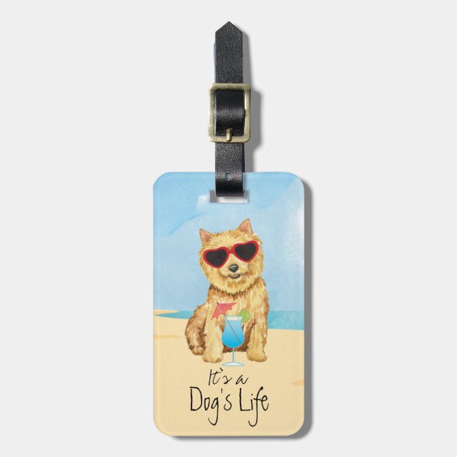 Summer Norwich Terrier Luggage Tag (Front Vertical)