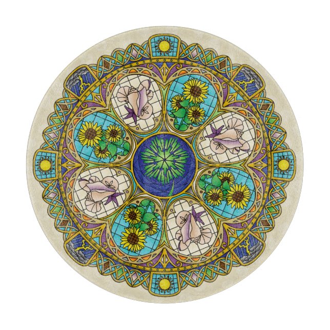 Summer Nouveau Glass Cutting Board (Front)