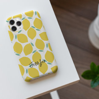 Summer Novelty Lemon-Patterned Personalised iPhone 15 Pro Case