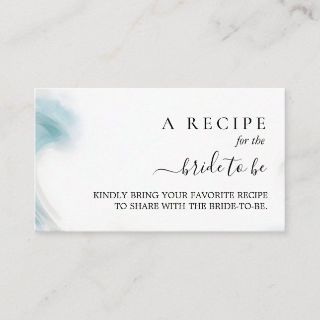 Summer Ocean Beach Blue Water Bridal Shower Enclosure Card (Front)