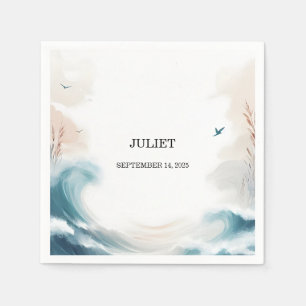 Summer Ocean Beach Blue Water Bridal Shower Napkin