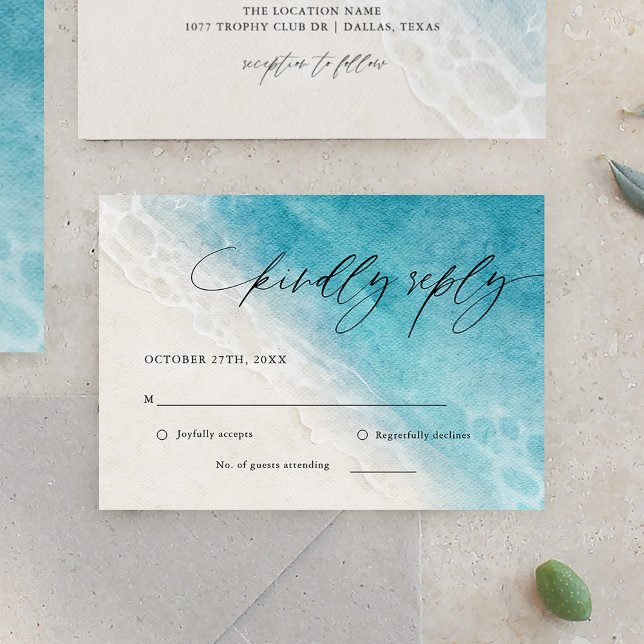 Summer Ocean Beach Wedding RSVP Card (Creator Uploaded)