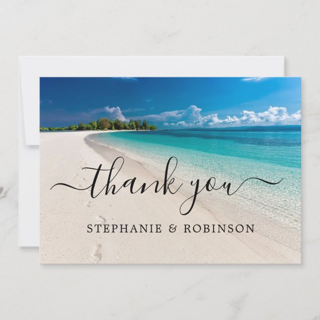 Summer Ocean Beach Wedding Thank You Card (Front)