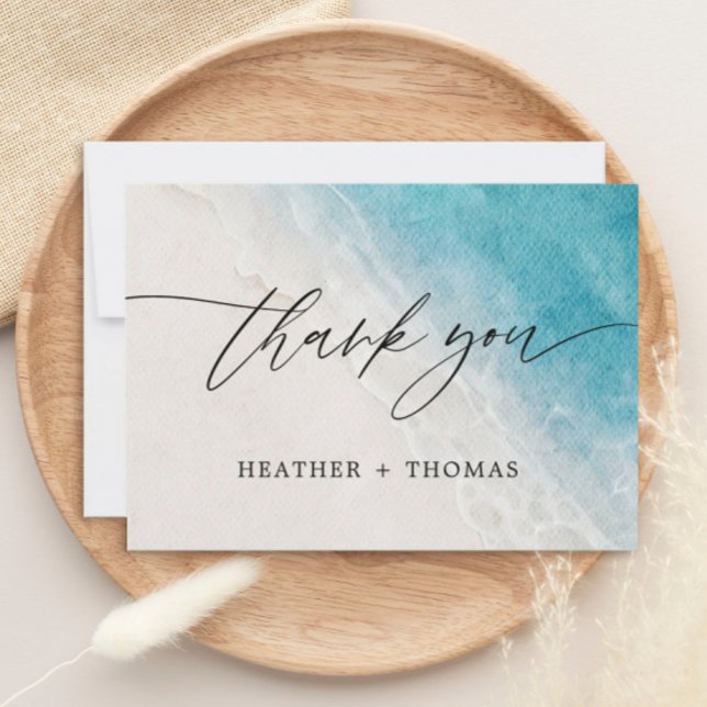 Summer Ocean Beach Wedding Thank You Card (Creator Uploaded)