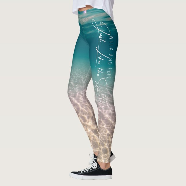 Summer Ocean Beach "Wild and Free" Leggings (Left)