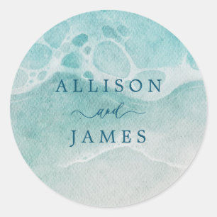 Summer Ocean Blue Beach Elegance Classic Round Sticker
