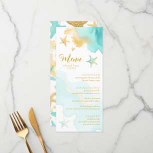 Summer Ocean Coastal Starfish Beach Wedding Menu