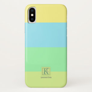 Summer Ocean Lime Colour Palette Stripes Monogram iPhone X Case