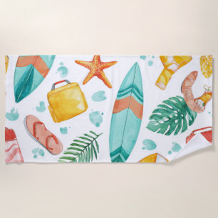 Summer Ocean Nautical Cute Tropical Kayak Beach Towel