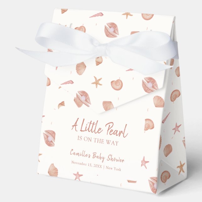 Summer Ocean Seashell Pearl Baby Shower  Favour Box (Front)