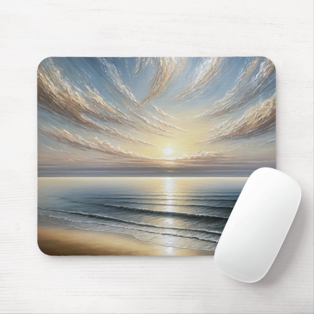 Summer Ocean Sunrise Mouse Mat (With Mouse)