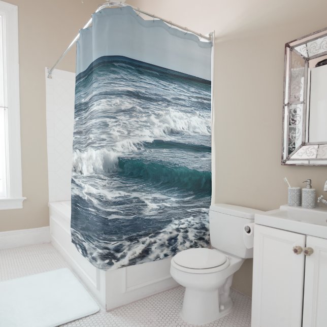 Summer Ocean Waves Shower Curtain (In Situ)
