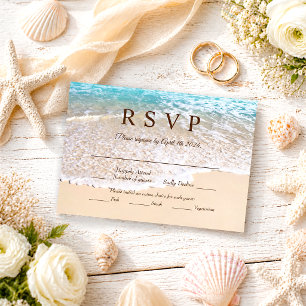 Summer Ocean Waves Tropical Beach Wedding RSVP Card