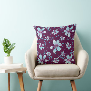 Summer of '69-Magenta Watercolor Floral Cushion