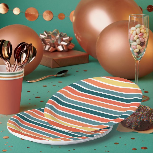 Summer of '77 Stripes Paper Plate (Multi)