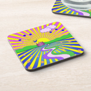 Summer of Love Colourful Psychedelic 60s 70s Coaster