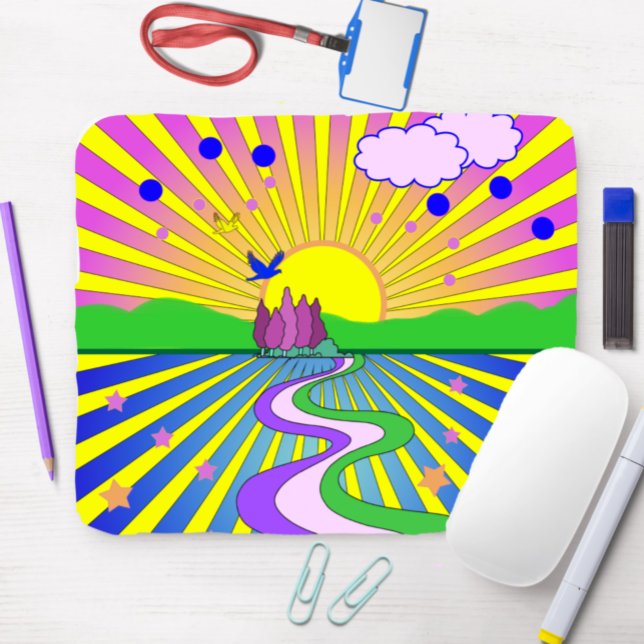 Summer of Love Colourful Psychedelic 60s 70s   Mouse Mat (Creator Uploaded)