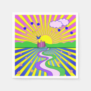 Summer of Love Psychedelic Sixties Sunburst Napkin