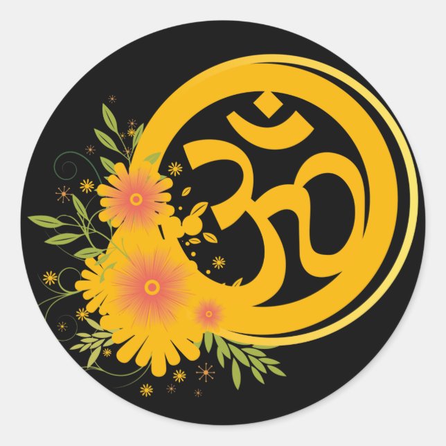 Summer Om Symbol Classic Round Sticker (Front)