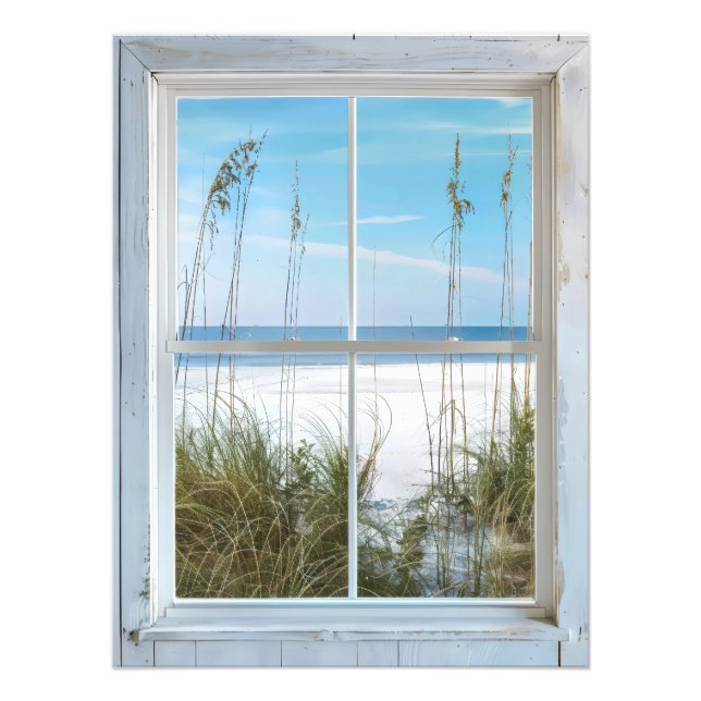Summer on Beach Window View Photo Print (Front)