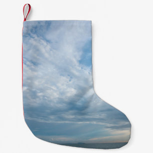 Summer on the beach with sunset sky. Copy space. M Small Christmas Stocking